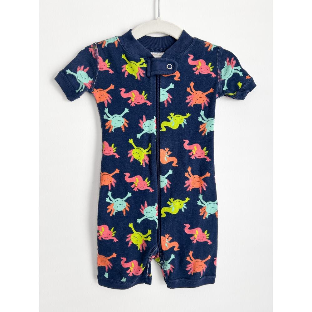 Hanna Andersson Baby Print 2-Way Zip Shortie Sleeper Size 3-6 Months Axolotl $40